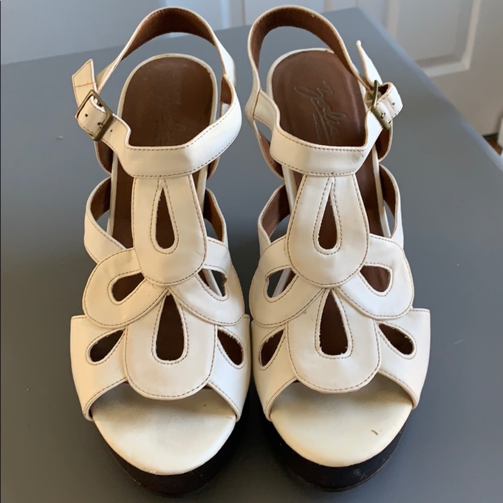 White wedge heels